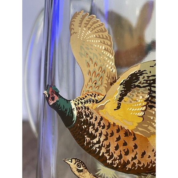 VTG Painted Glass 2 Beer Mugs Pheasant Grouse Hunting Game Birds MCM Man Cave - Picture 6 of 12